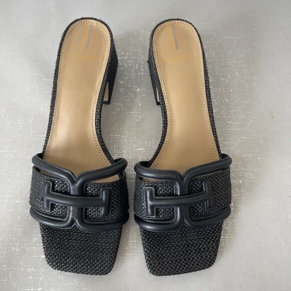 Sam Edelman Waylon Square Toe Block Heel Slide Black Sandals Size 10 M - Picture 1 of 13